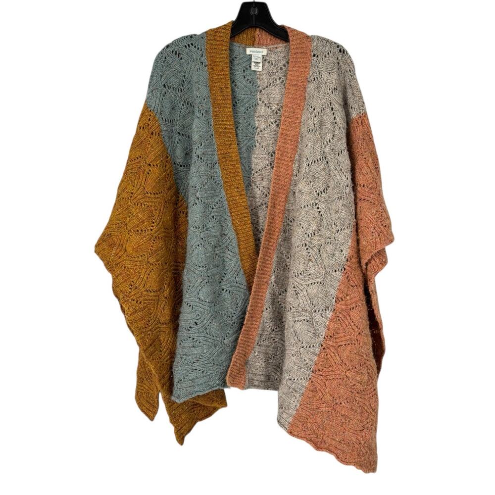 Sundance Colorful Dance Open Drape Knit Cardigan Color Block Petite Sm/Medium